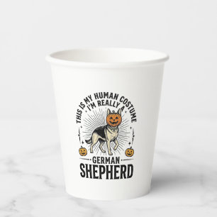 Funny German Shepherd Halloween Costume Dog Design Paper Cups