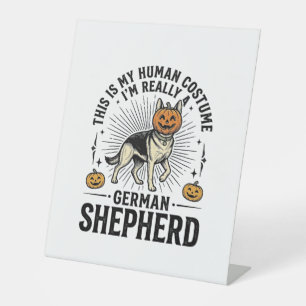 Funny German Shepherd Halloween Costume Dog Design Pedestal Sign