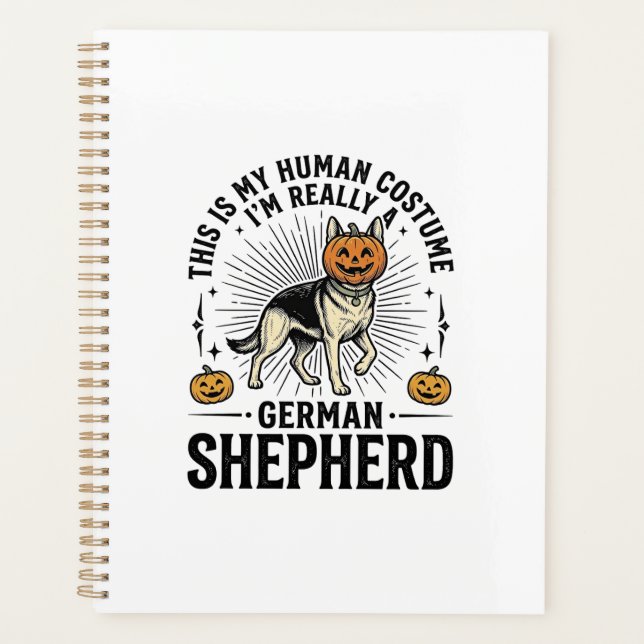 Funny German Shepherd Halloween Costume Dog Design Planner (Front)