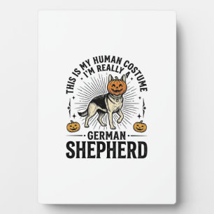 Funny German Shepherd Halloween Costume Dog Design Plaque