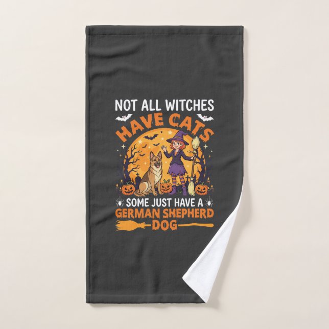 Funny German Shepherd Halloween Witch Dog Hand Towel (Hand Towel)