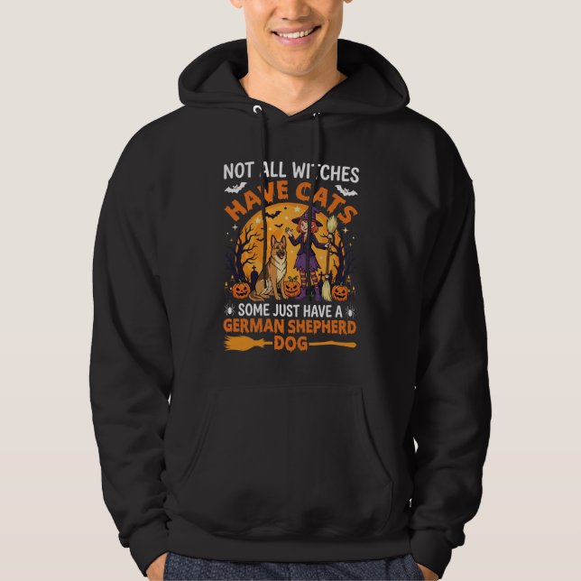 Funny German Shepherd Halloween Witch Dog Hoodie (Front)