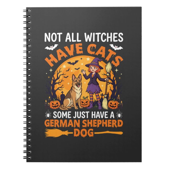 Funny German Shepherd Halloween Witch Dog Notebook (Front)