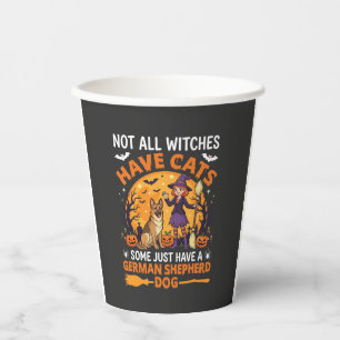 Funny German Shepherd Halloween Witch Dog Paper Cups