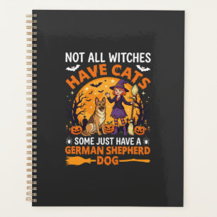 Funny German Shepherd Halloween Witch Dog Planner