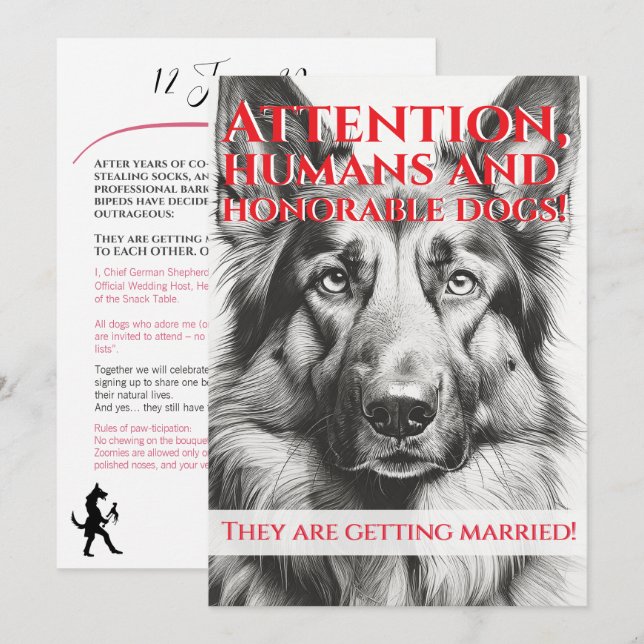 Funny German Shepherd host wedding black  Holiday Card (Front/Back)