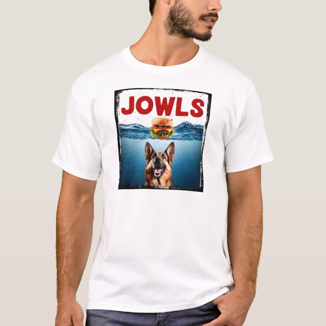 Funny German Shepherd Jowls Hamburger T-shirt (Front)