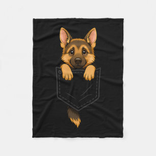 Funny German Shepherd Peeking In Pocket Animal Dog Fleece Blanket