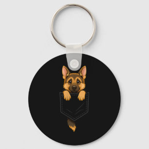 Funny German Shepherd Peeking In Pocket Animal Dog Key Ring