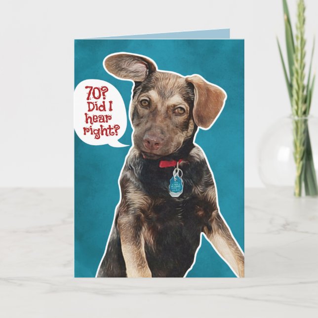 Funny German Shepherd Puppy 70th Birthday Card (Front)