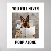 Funny German Shepherd Sitting On Toilet Wall Art
