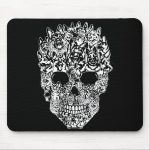 Funny German Shepherd Skull Dog Skeleton Halloween Mouse Pad