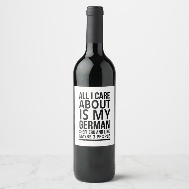 Funny German shepherd Wine Label (Front)