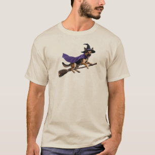 Funny German Shepherd Witch T-Shirt