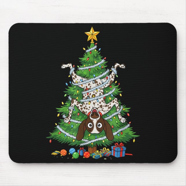 Funny German Shorthaired Inter Dog Christmas Tree  Mouse Pad (Front)