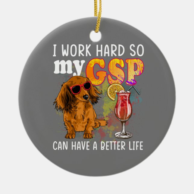 Funny German Shorthaired Pointer Gifts GSP Lover Ceramic Tree Decoration (Front)