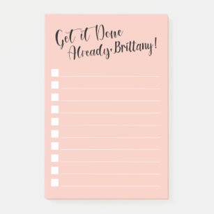 Funny Get it Done Already   Personalized   Peach Post-it Notes