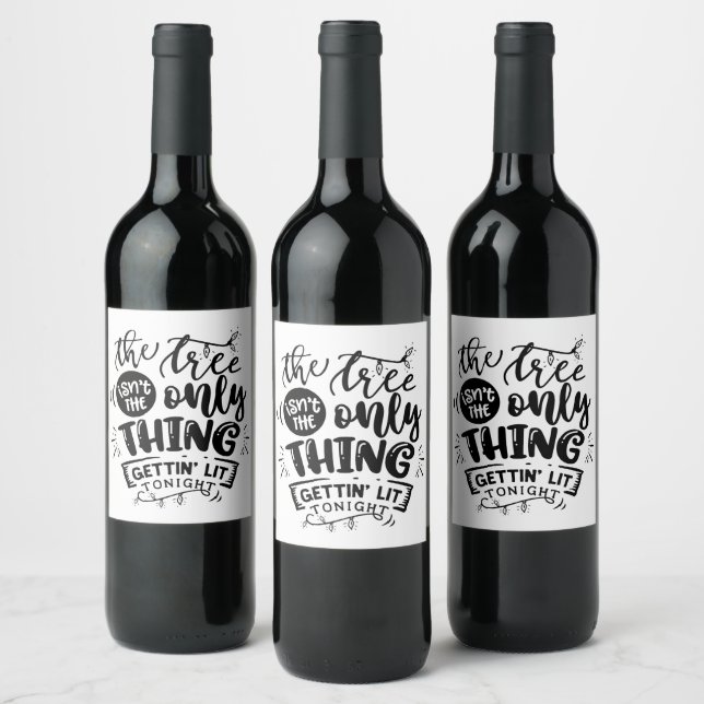 funny get lit Christmas party Wine Label (Bottles)