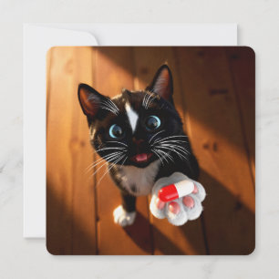 Funny Get Well Card Cat Delivers Your Pill