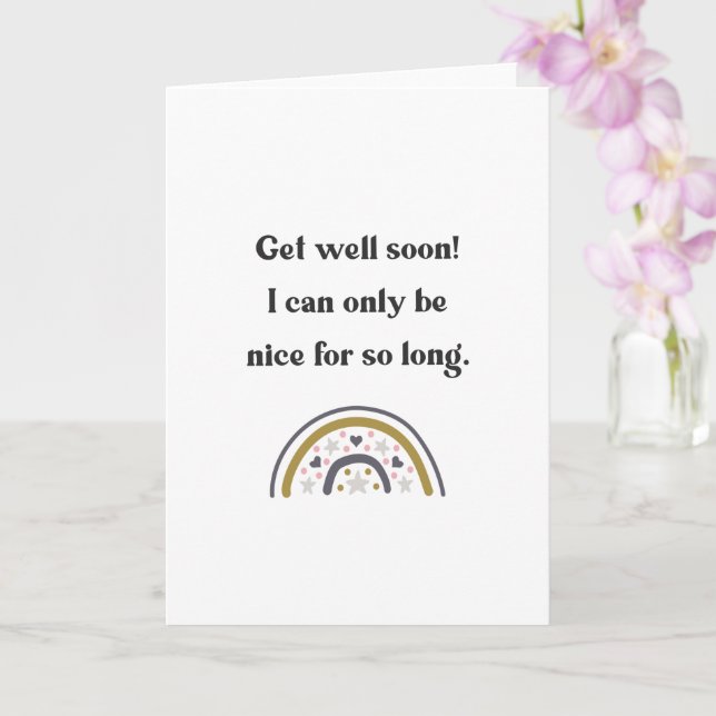 Funny Get Well Soon Humourous Card (Orchid)