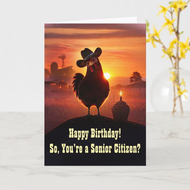 Funny Getting Older Senior Citizen Cute  Card (Yellow Flower)