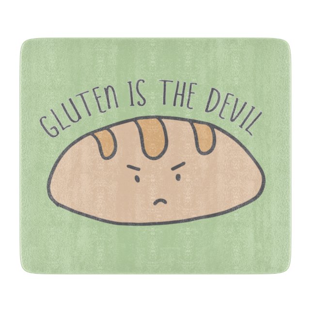 Funny GF Gluten is the Devil Light Green Cutting Board (Front)
