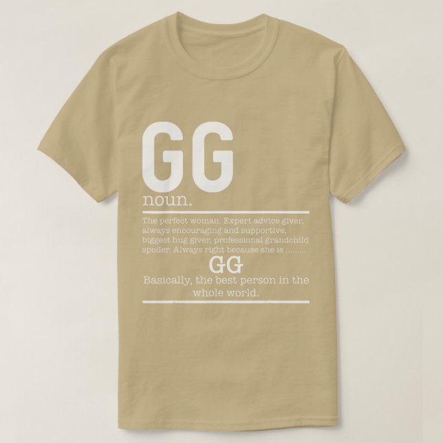 Funny GG Definition Grandma Mother Day Gifts  T-Shirt (Design Front)
