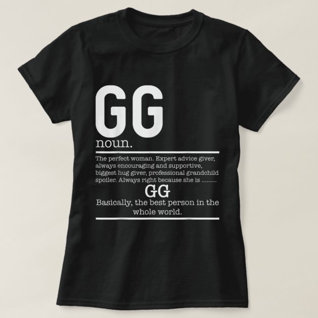 Funny GG Definition Grandma Mother Day Gifts  T-Shirt (Design Front)