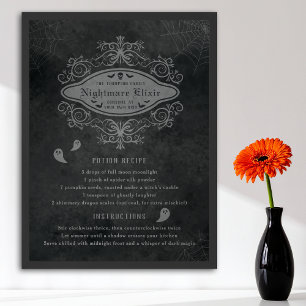 Funny Ghost And Nightmare Recipe Playful Halloween Poster