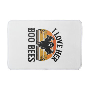 Funny Ghost Bee Pun Vintage Halloween T-Shirt Desi Bath Mat