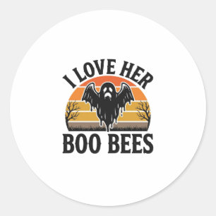 Funny Ghost Bee Pun Vintage Halloween T-Shirt Desi Classic Round Sticker