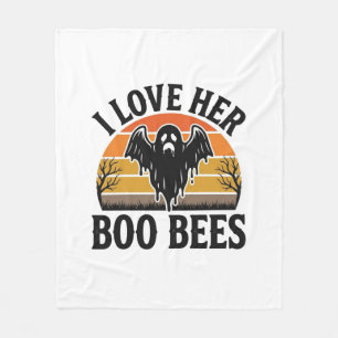 Funny Ghost Bee Pun Vintage Halloween T-Shirt Desi Fleece Blanket