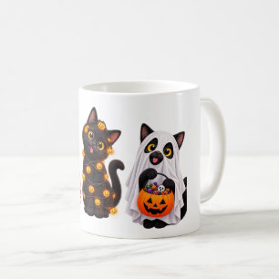 Funny Ghost Black Cat Halloween – Cute Spooky Cat Coffee Mug