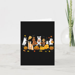 Funny Ghost Black Cat Pumpkin Halloween Costume Card