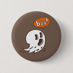 Funny Ghost Boo Illustration Button