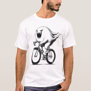Funny Ghost Boo Riding Bike Biker Bicycle Lover T-Shirt
