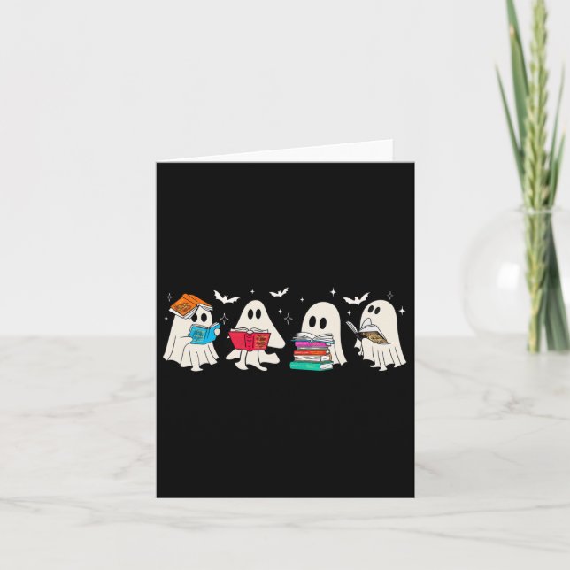 Funny Ghost Book Reading Halloween Books Lover Tea Card (Front)