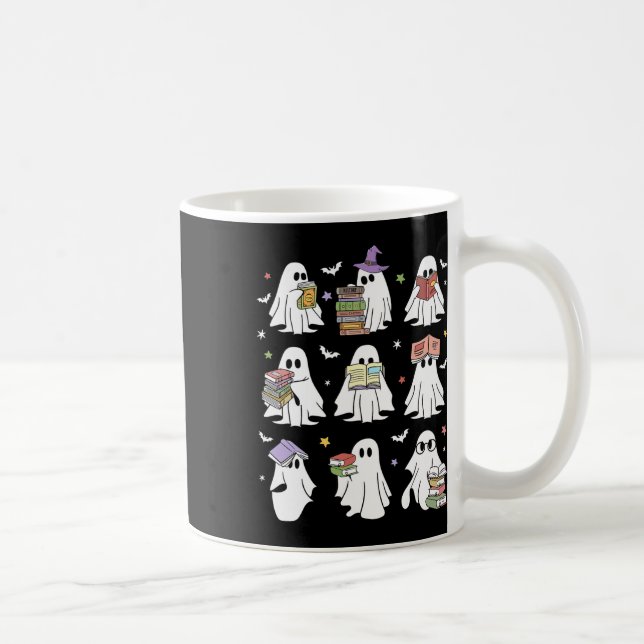 Funny Ghost Book Reading Halloween Books Lover Tea Coffee Mug (Right)
