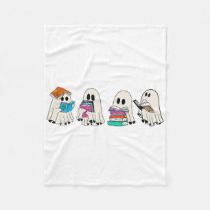 Funny Ghost Book Reading Halloween Books Lover Tea Fleece Blanket