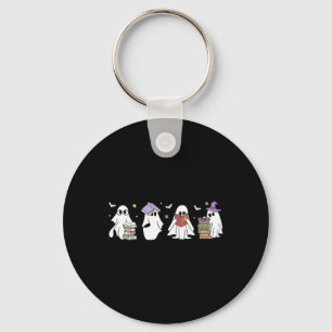 Funny Ghost Book Reading Halloween Books Lover Tea Key Ring
