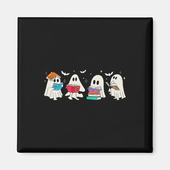 Funny Ghost Book Reading Halloween Books Lover Tea Magnet (Front)