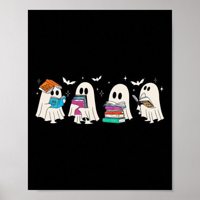 Funny Ghost Book Reading Halloween Books Lover Tea Poster (Front)