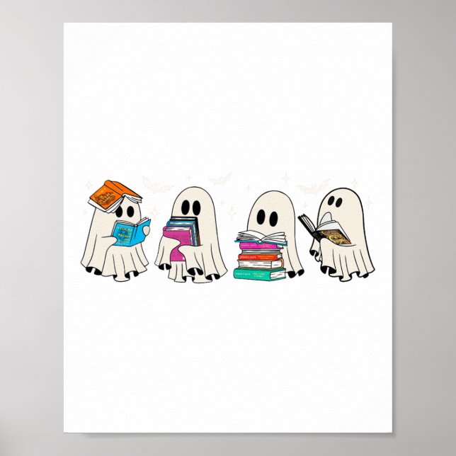 Funny Ghost Book Reading Halloween Books Lover Tea Poster (Front)