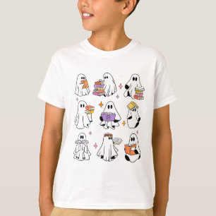 Funny Ghost Book Reading Halloween Books Lover Tea T-Shirt