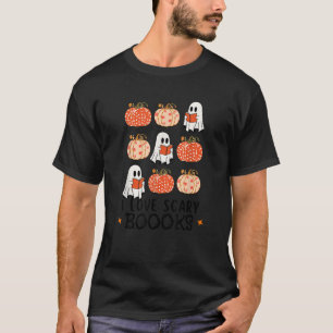 Funny Ghost Book Reading Pumpkins Halloween Book L T-Shirt