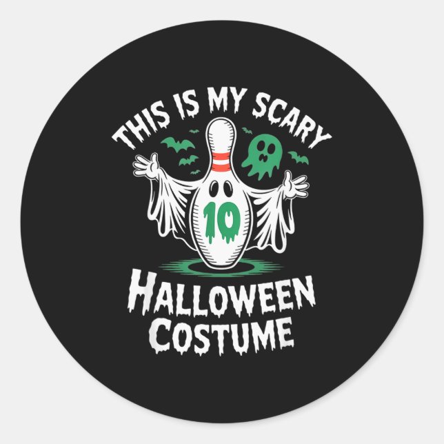 Funny Ghost Bowling League Team Halloween Humor Te Classic Round Sticker (Front)