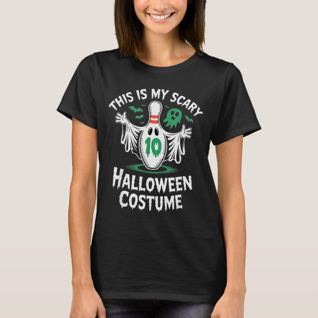 Funny Ghost Bowling League Team Halloween Humor Te T-Shirt (Front)