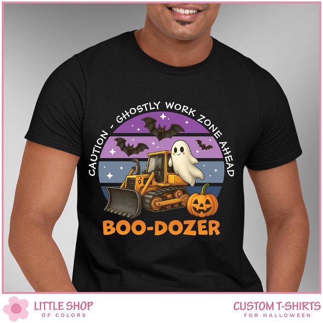 Funny Ghost Bulldozer Customisable Halloween T-Shirt (Creator Uploaded)