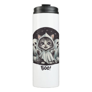 Funny Ghost Cat Boo Halloween Animal Ghost Kitty T Thermal Tumbler