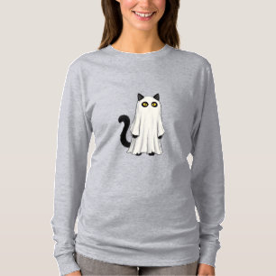 Funny Ghost Cat Halloween Spooky Black Cat Costume T-Shirt